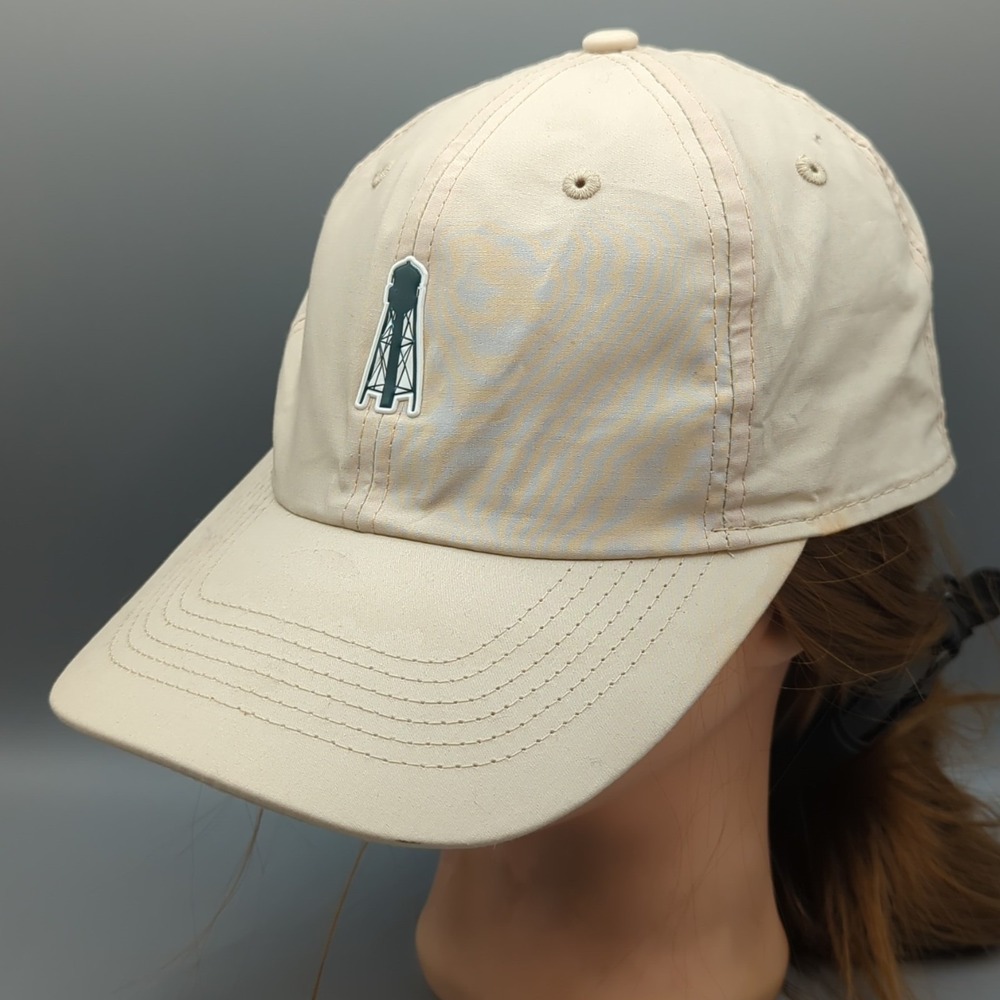 Golf Course Club Water Tower Logo Hat Cap Imperial Beige Strapback OSFA